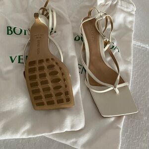 Bottega Veneta Cream Strappy Heels